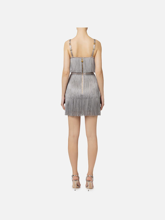 Elisabetta Franchi Mini Dress Satin Grey