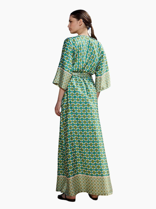Desiree Maxi Evening Dress Satin Wrap Green