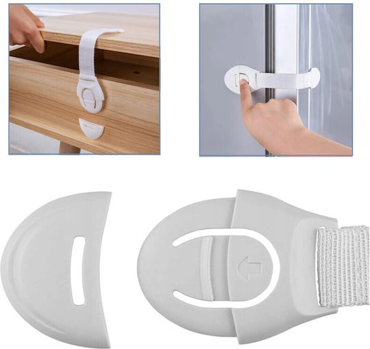 Sipo Cabinet & Drawer Lock with Sticker made of Plastic in White Color 10pcs