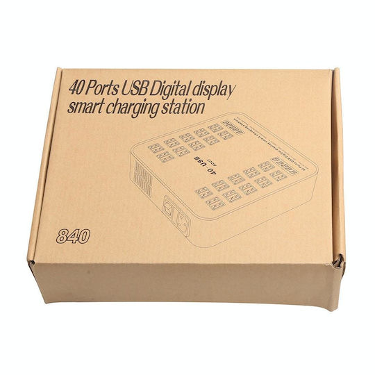 Jiageng Зарядна Станция с 40 USB-A Изходни Порта 200W Черна / Оранжева (WLX-840)