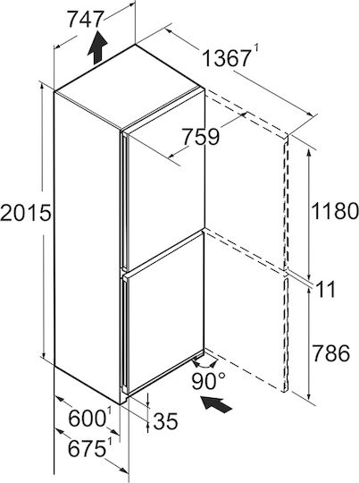 Liebherr Kühl-Gefrierkombination 473Es NoFrost H201.5xB74.7xT67.5cm. Schwarz Peak BioFresh