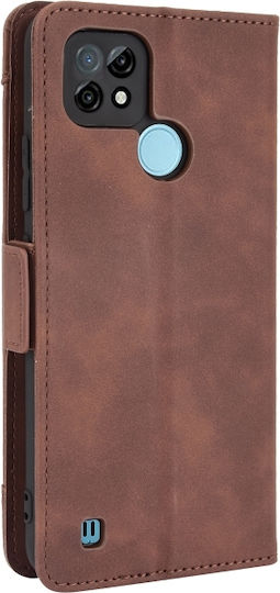 Skin Feel Calf Pattern Wallet Piele / Piele artificială / Silicon Maro (Realme C21)