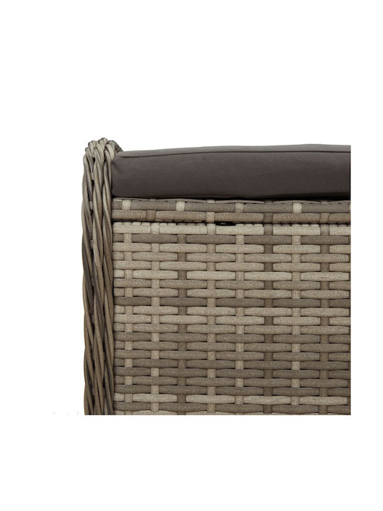 Băncuță De Grădină Cub Pentru Exterior Rattan Cu Pernă Gri 58x46x46cm