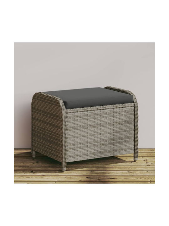 Băncuță De Grădină Cub Pentru Exterior Rattan Cu Pernă Gri 58x46x46cm