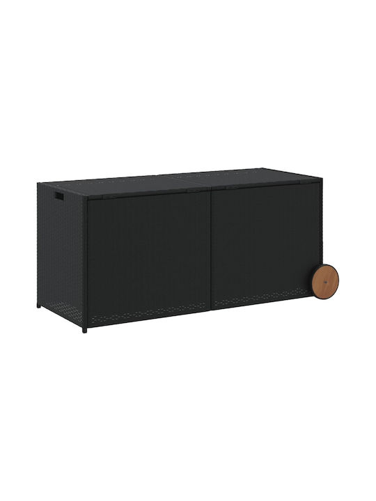 vidaXL Μπαούλο Αποθήκευσης Εξωτερικού Χώρου Rattan 283lt Μαύρο Μ127xΠ55xΥ56εκ.