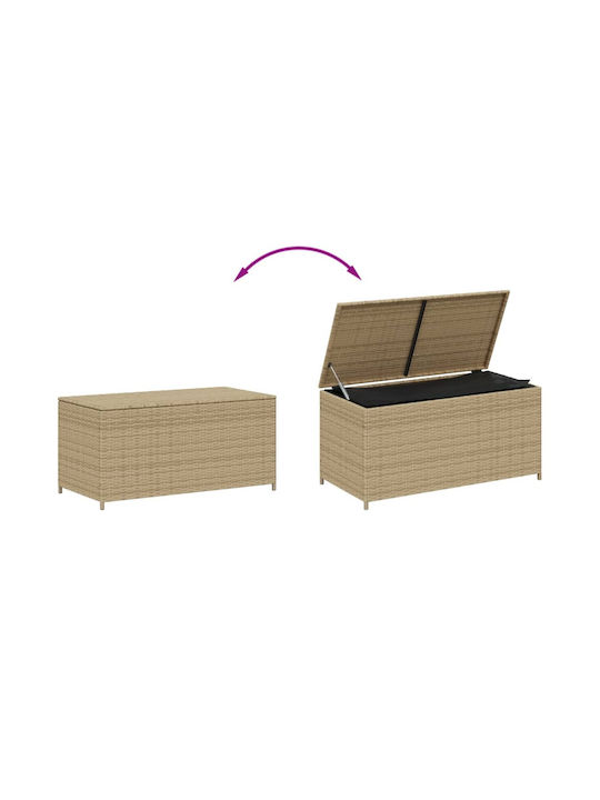 vidaXL Μπαούλο Αποθήκευσης Εξωτερικού Χώρου Rattan 190lt Μπεζ Μ100xΠ50xΥ50εκ.