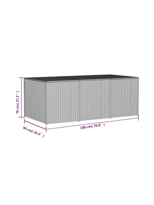 vidaXL Μπαούλο Αποθήκευσης Εξωτερικού Χώρου Rattan 984lt Μπεζ Μ180xΠ90xΥ70εκ.