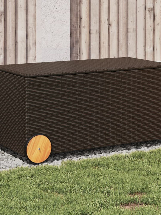 vidaXL Μπαούλο Αποθήκευσης Εξωτερικού Χώρου Rattan 190lt Καφέ Μ107xΠ55xΥ50εκ.