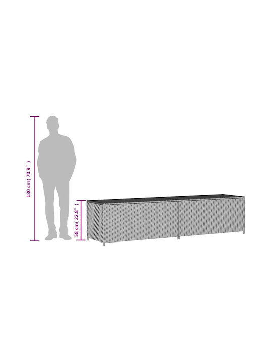 vidaXL Μπαούλο Αποθήκευσης Εξωτερικού Χώρου Rattan 469lt Μπεζ Μ200xΠ50xΥ58εκ.
