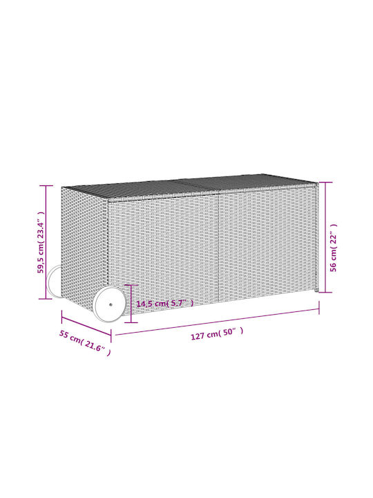 vidaXL Outdoor Storage Box 283lt Brown L127xW55xH56cm
