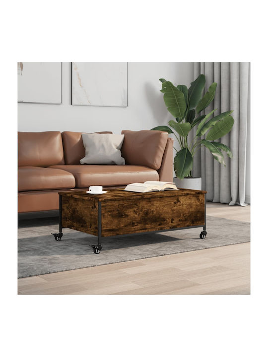 Rectangular Coffee Table with Wheels Smoky Oak L91xW55xH34cm