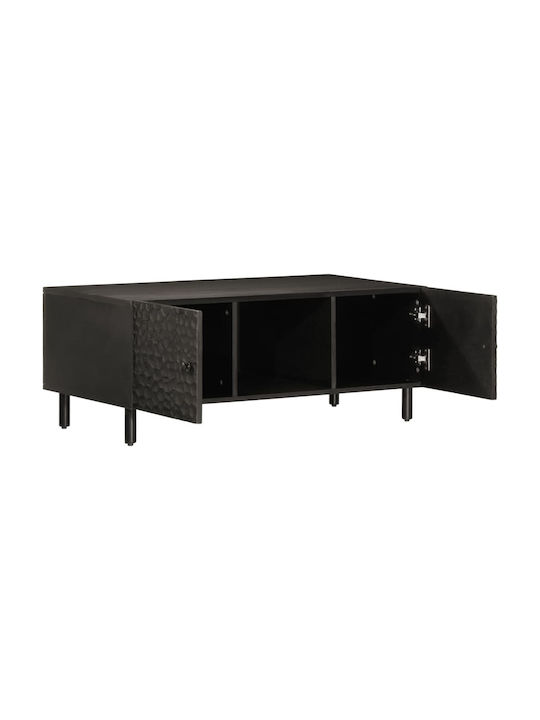 Rectangular Central Coffee Table Made of Solid Wood Black 100x54x40 cm