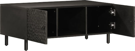 Rectangular Central Coffee Table Made of Solid Wood Black 100x54x40 cm