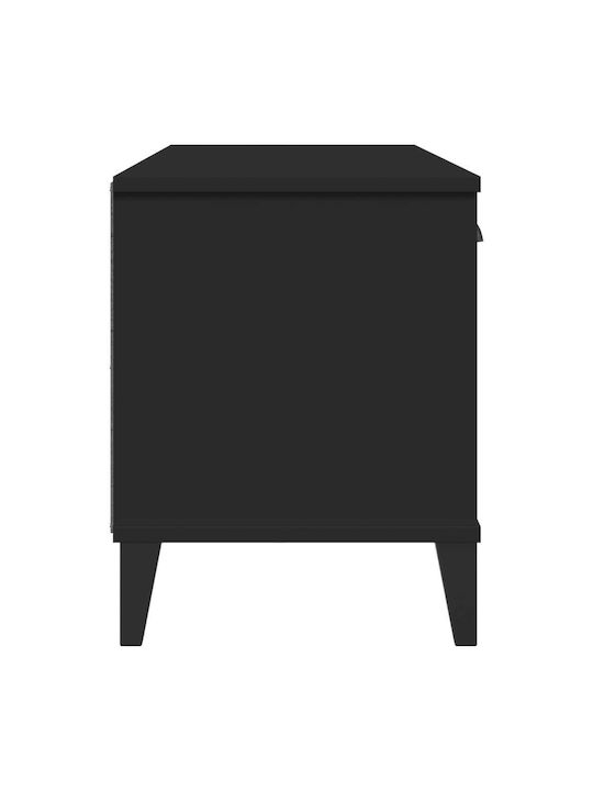 Entry Furniture with Shoe Rack Black Velvet-Black Metal 106x35x45cm