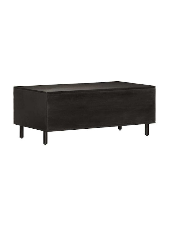 Rectangular Central Coffee Table Made of Solid Wood Black 100x54x40 cm