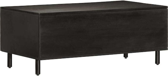 Rectangular Central Coffee Table Made of Solid Wood Black 100x54x40 cm