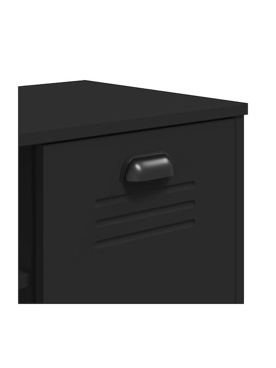 Entry Furniture with Shoe Rack Black Velvet-Black Metal 106x35x45cm