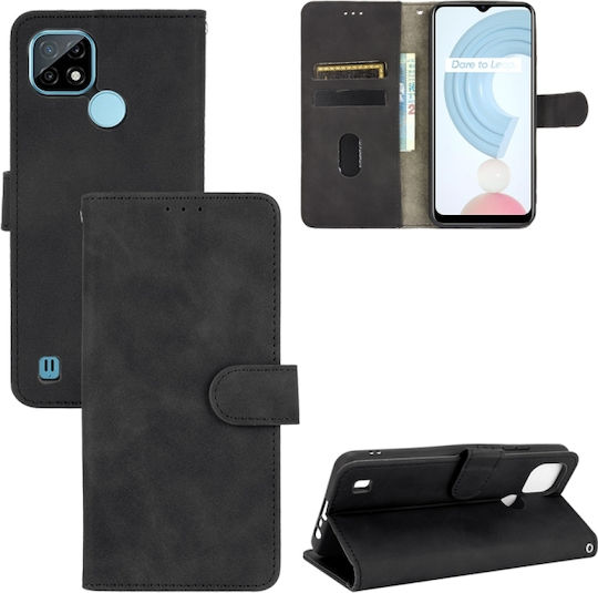Buchen Sie Leder / Synthetisches Leder / Silikon Schwarz (Realme C21)