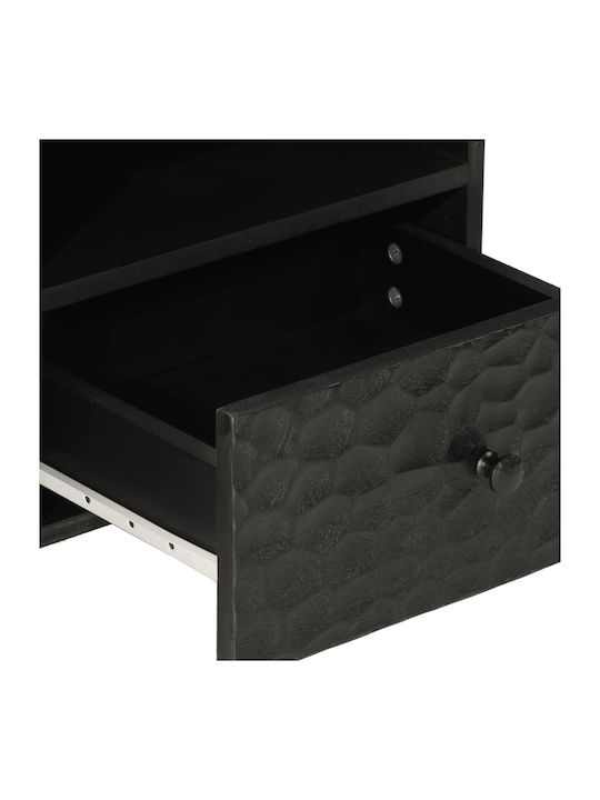 Rectangular Central Coffee Table Made of Solid Black Wood W80xD54xH40cm