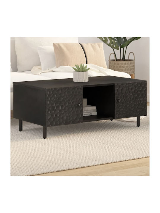 Rectangular Central Coffee Table Made of Solid Wood Black 100x54x40 cm