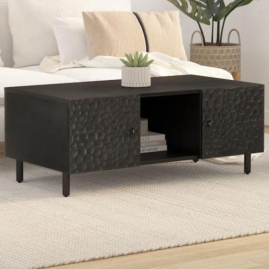 Rectangular Central Coffee Table Made of Solid Wood Black 100x54x40 cm