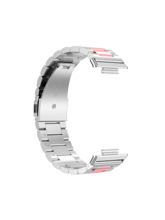 Huawei Watch Fit 2 Armband Edelstahl Drei Perlen Silber Pink