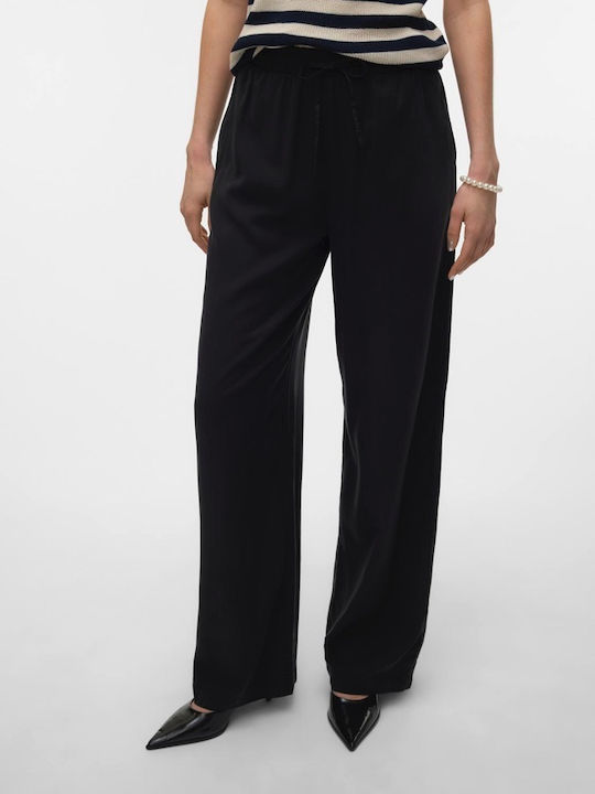Damen Stoff Hose in Lockerer Passform Black