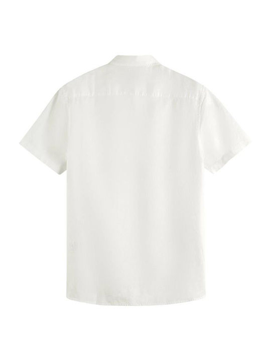 Scotch & Soda Men's Shirt Short Sleeve Linen White