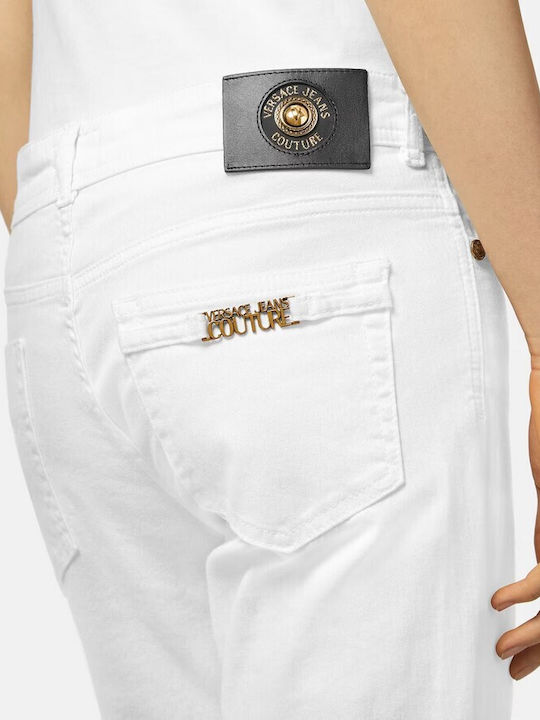 Versace Damen Stoff Hose in Enger Passform Weiß