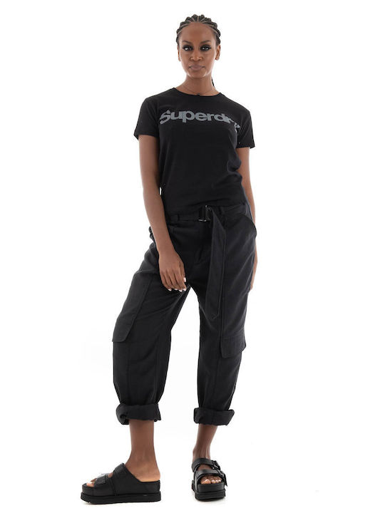 G-Star Raw Women's High-waisted Fabric Trousers in Paperbag Fit Black