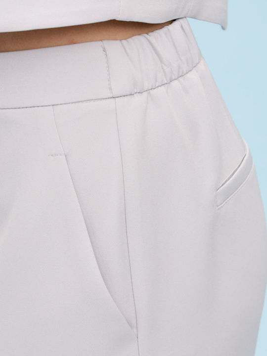Women's Fabric Trousers with Elastic Coral