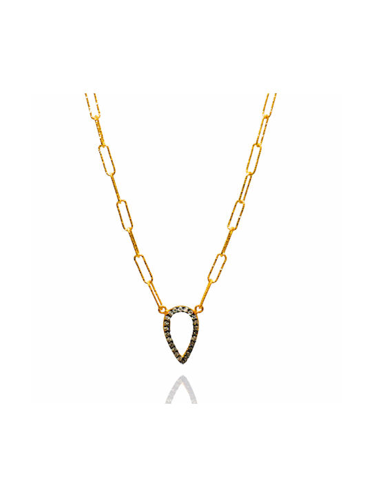 Necklace Double from Gold Plated Silver with Zircon