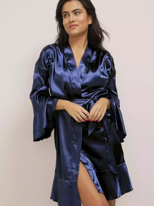 Bonatti Summer Women's Satin Robe Navy Blue