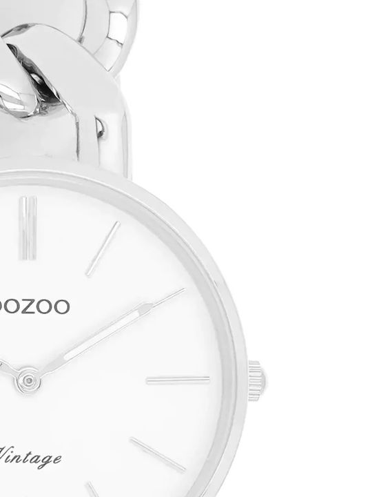 Oozoo Vintage Womens Watch 32mm Battery With Silver White Steel Bracelet