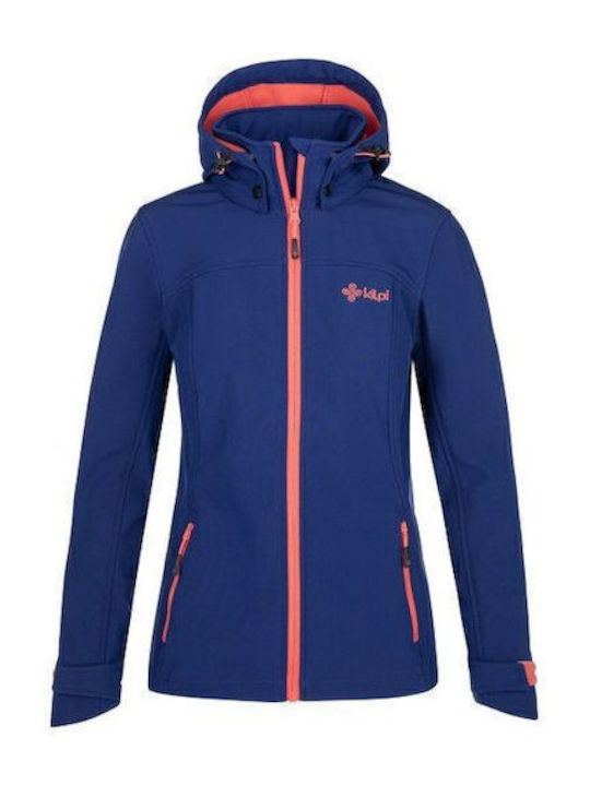 Women's Short Sports Softshell Jacket Waterproof and Windproof for Winter Blue