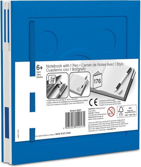LEGO Notebook Square with Pen Holder Blue