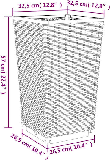 vidaXL Set 4 Planters Plastic Grey