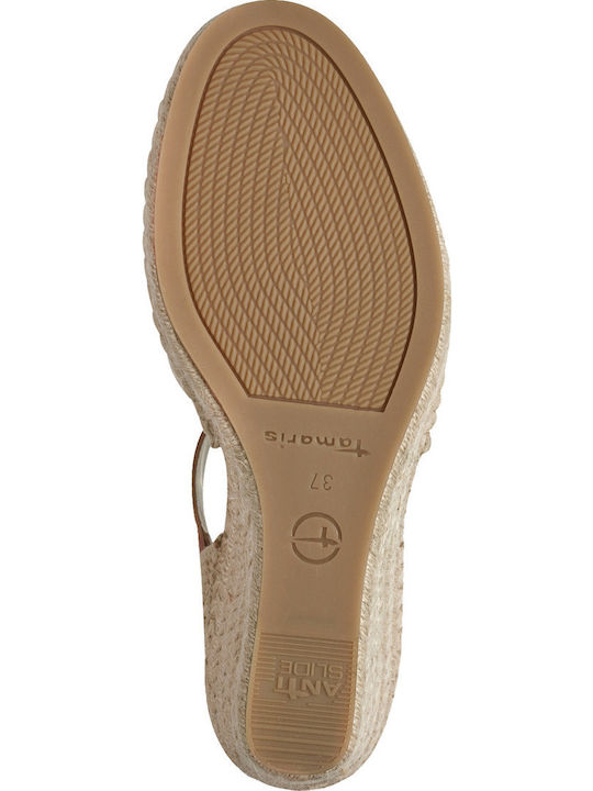 Women's Leather Platform Espadrilles Tabac Brown