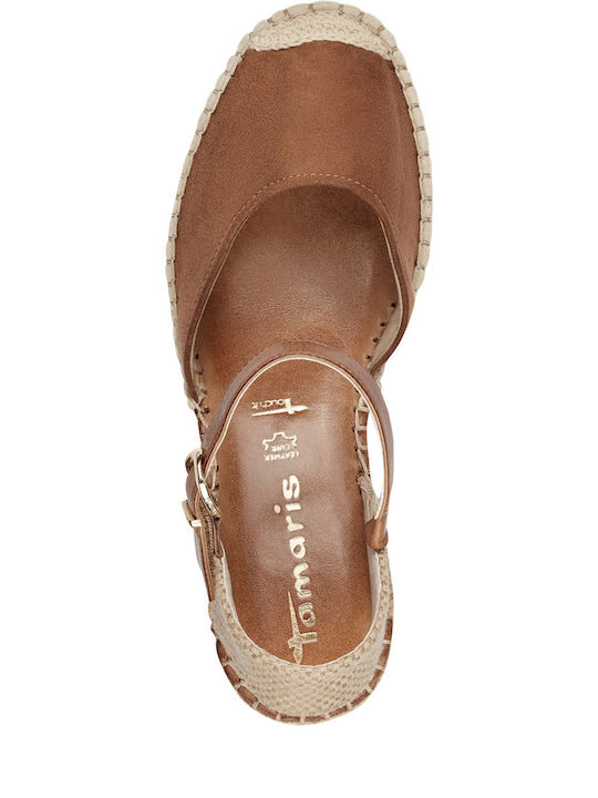 Women's Leather Platform Espadrilles Tabac Brown