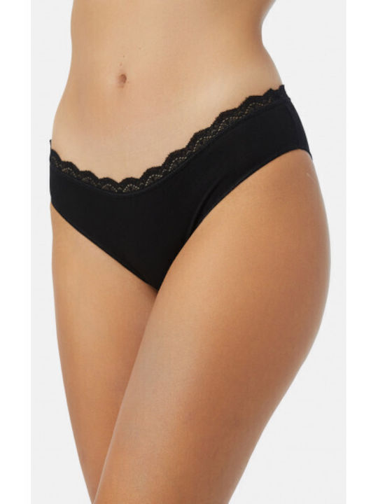 Minerva Fimelle Γυναικεία Slip 2Pack χωρίς Ραφές με Δαντέλα Black