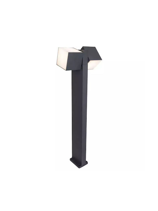 Lutec Cuba Small Post Outdoor Floor Lamp 24.4W with Warm White Light IP54 Gray