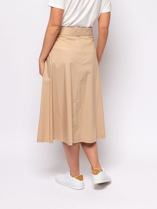 Heavy Tools Hohe Taille Maxi Rock in Beige Farbe