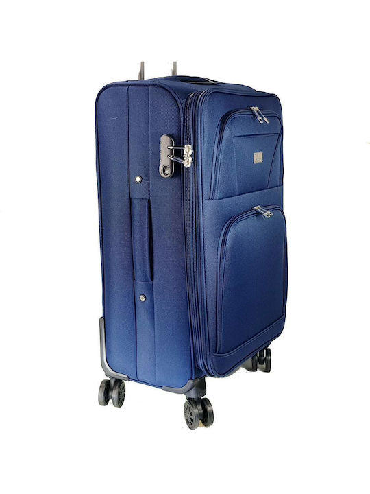 Rain Großer Reisekoffer Weichschalen Blau mit 4 Räder Höhe 77cm