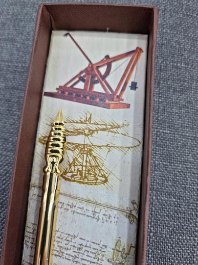 Francesco Rubinato Calligraphy Pen Brown Wooden with Blue Ink