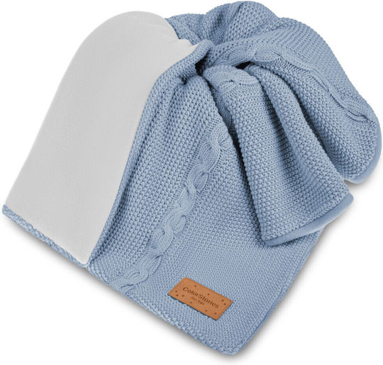Color Stories Κουβέρτα Αγκαλιάς & Λίκνου Πλεκτή Fleece Μπλε 70x90εκ.