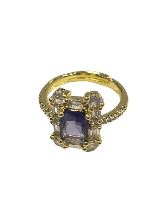 Copper ring M3009 - Gold Purple