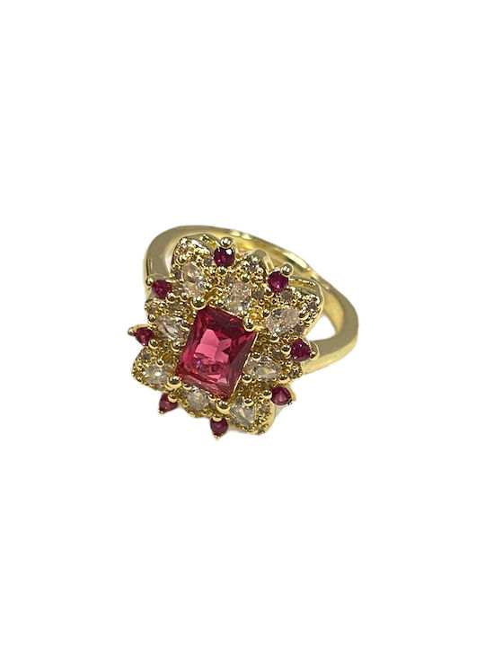 Copper ring M3010 - Gold Fuchsia