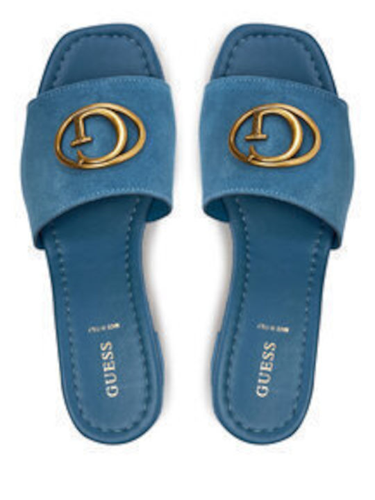 Suede Mule cu Gros cu gleznă înaltă Toc în Culoare Albastru