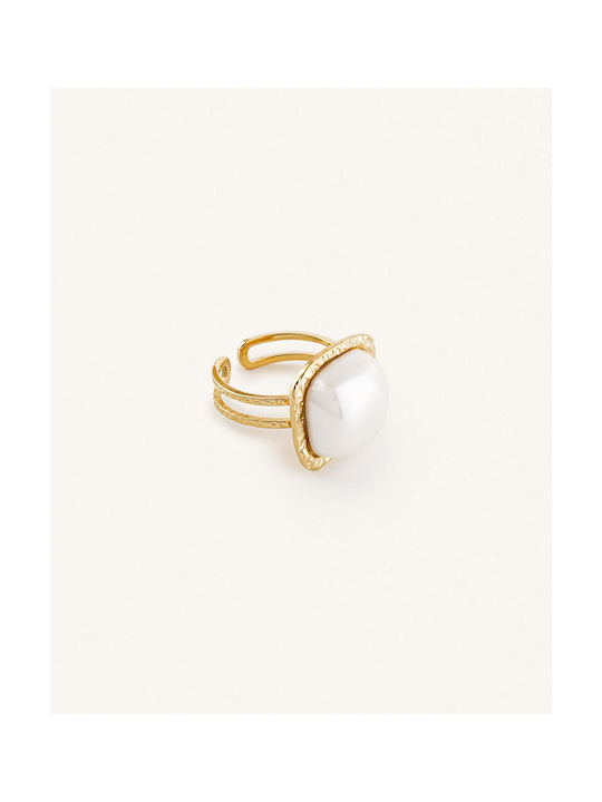 StanStefan Women's Ring with Pearls from Steel Gold Plated