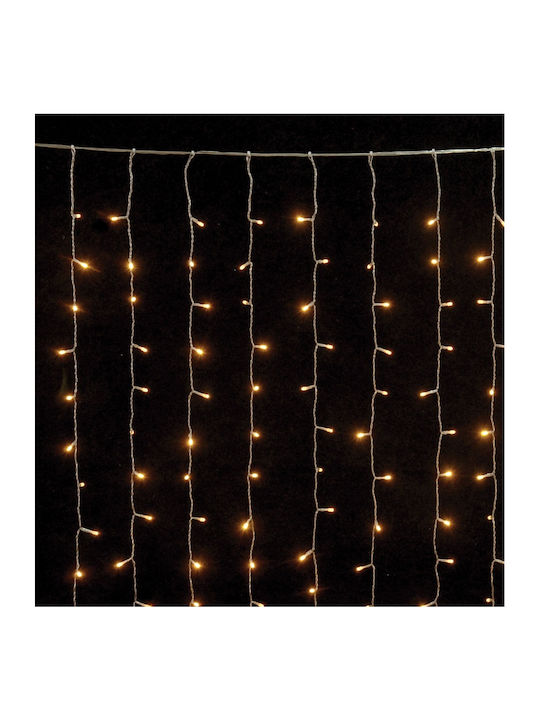 300 Christmas Lights LED 100cm Warm White of type Curtain with Transparent Cable and Programs Lianos